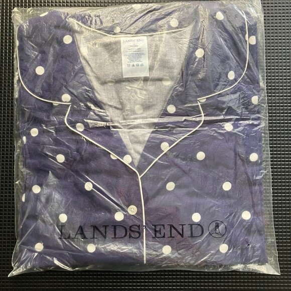 NWOT  Lands End 100% Cotton Flannel Pajama Top, Patriot Blue Dots Print, Sz 3X - Picture 4 of 11